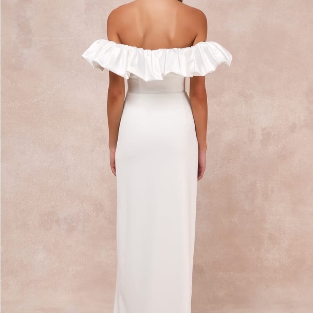 Sincerely Passionate White Ruffled Off-the-Shoulder Maxi Dress - Picture 2 of 4